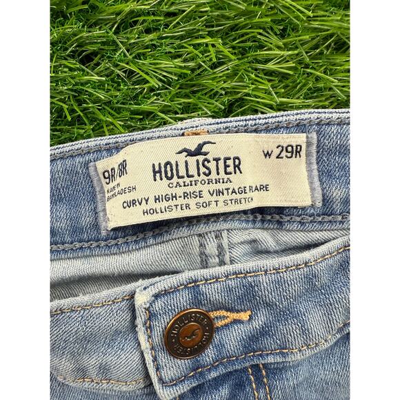 Hollister Womens Curvy High Rise Vintage Flare Jeans Butterfly Light Wash 9R W29 - Picture 3 of 9